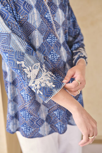 Landscape Handcrafted Dabu Top - Blue, Blue, image 7